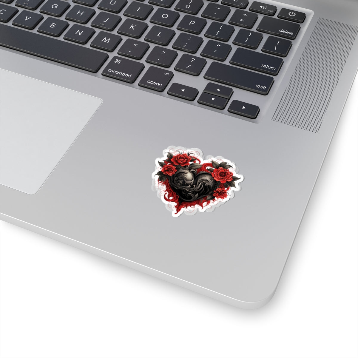 Red Flower Black Heart Vinyl Sticker