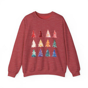 Unisex Watercolor Christmas Tree Festive Holiday Sweater Unisex Heavy Blend™ Crewneck Sweatshirt