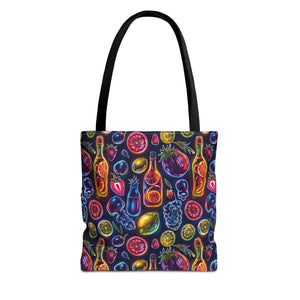 Neon Fruit Print Back to School Tote Bag