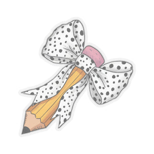 Black & White Polka Dot Bow Pencil Adorable Girls Sticker for Teachers Kids back To School Gift