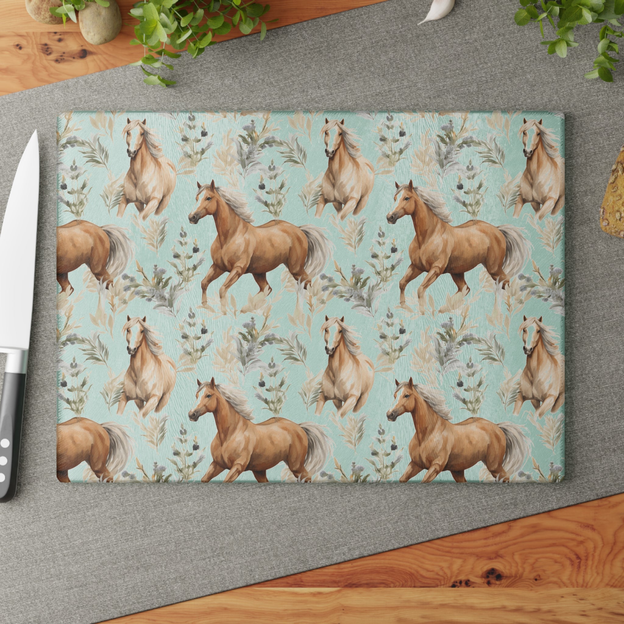 Country Rustic Horse Glass Cutting Board - Kitchen Home Decor