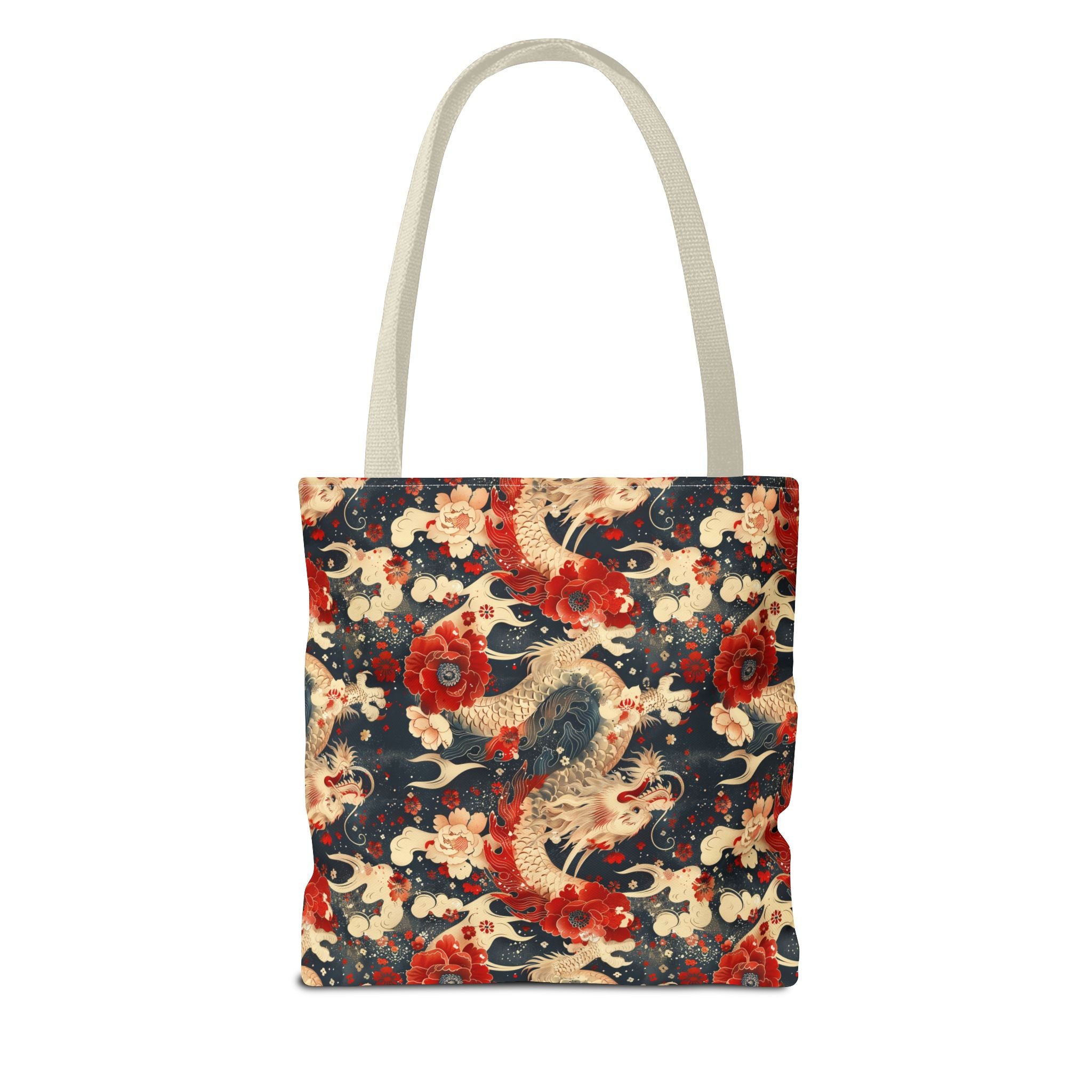 Red & White Dragon Pattern Tote Bag