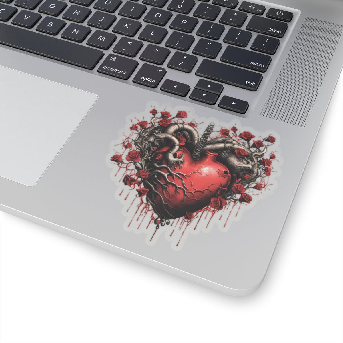 Roots Red Flower Black Heart Vinyl Sticker