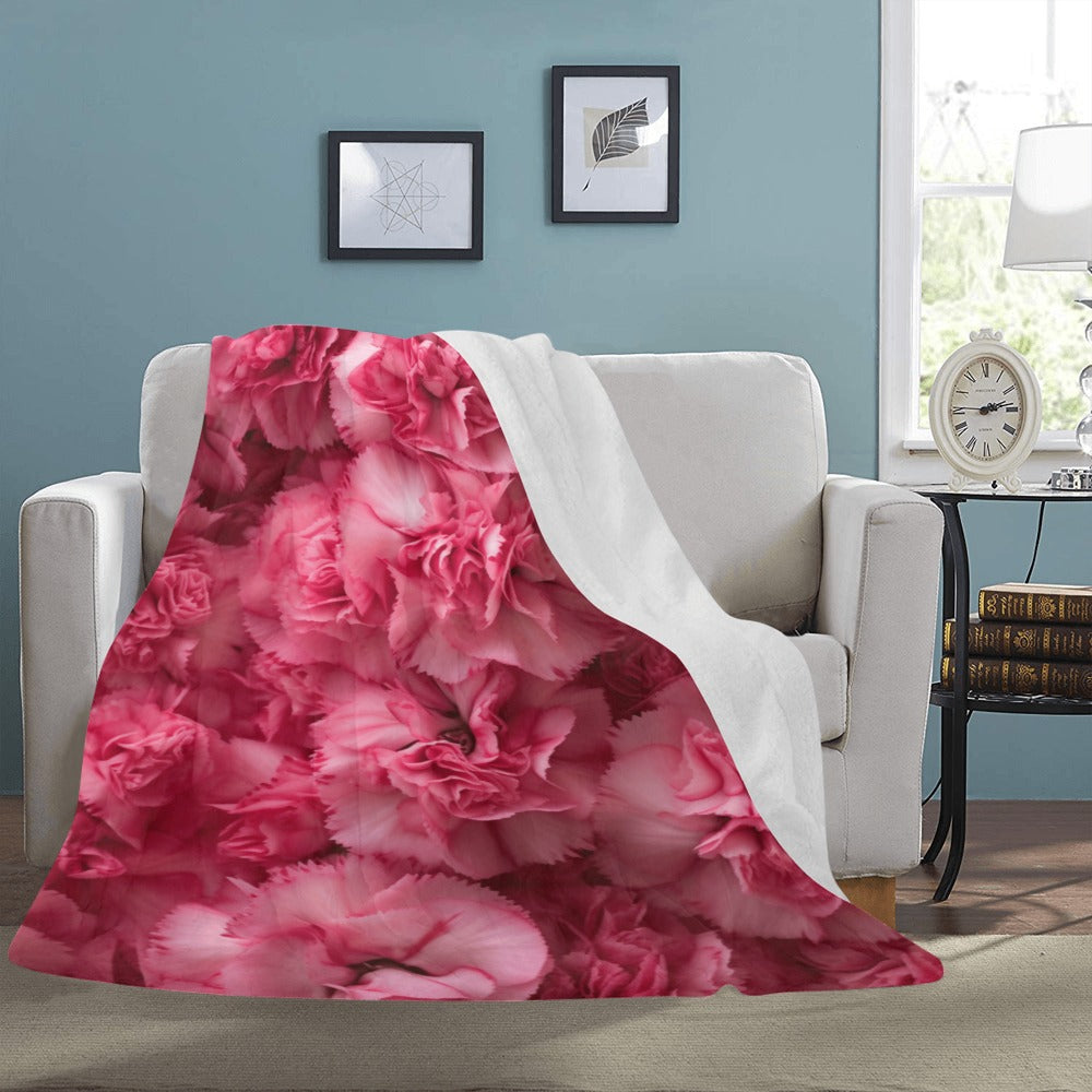 Romantic Pink Floral Throw Blanket - Twin Size, Perfect for Cozy Nights