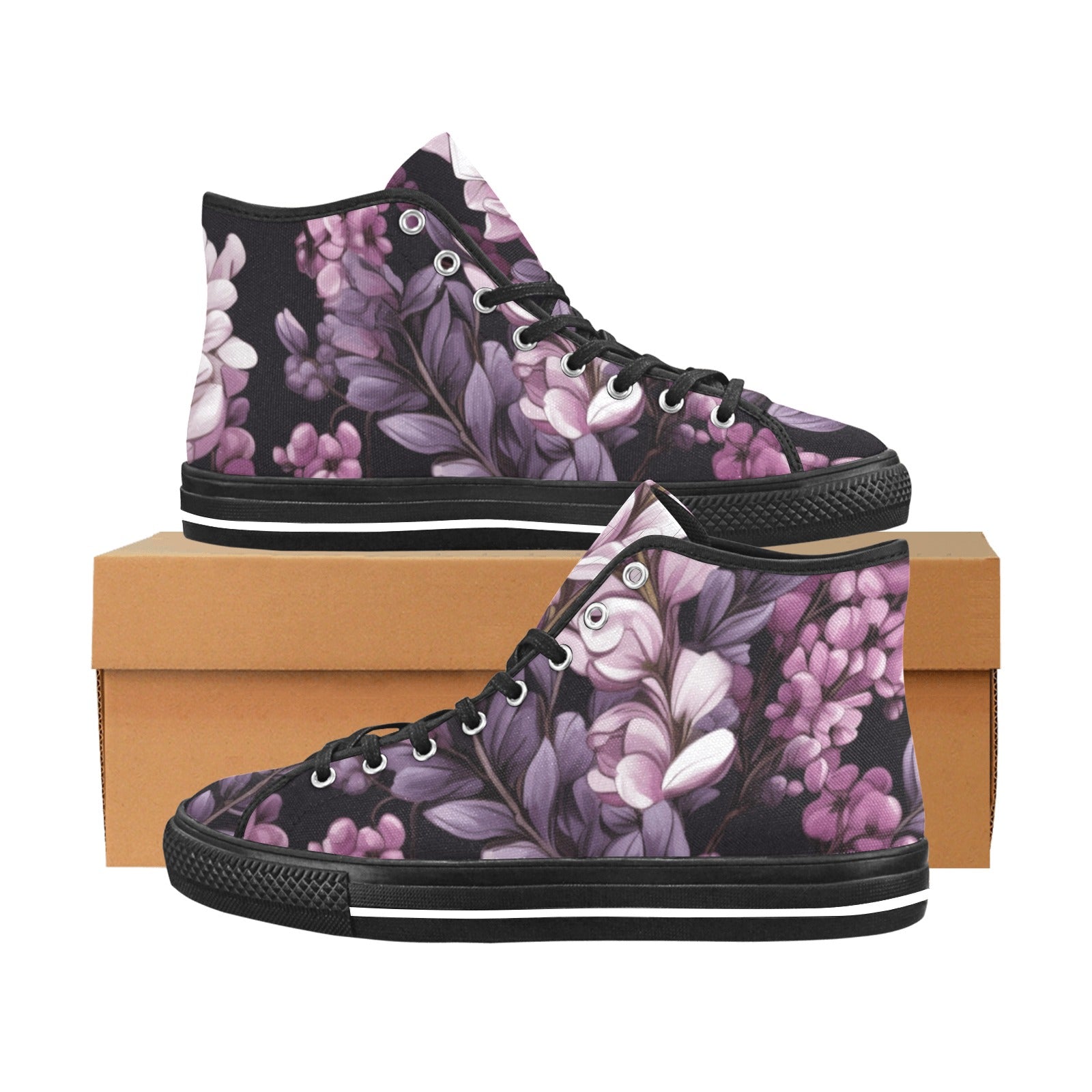 Purple Floral Dream High-Top Sneakers - Cranberry Lake Design Co.  #