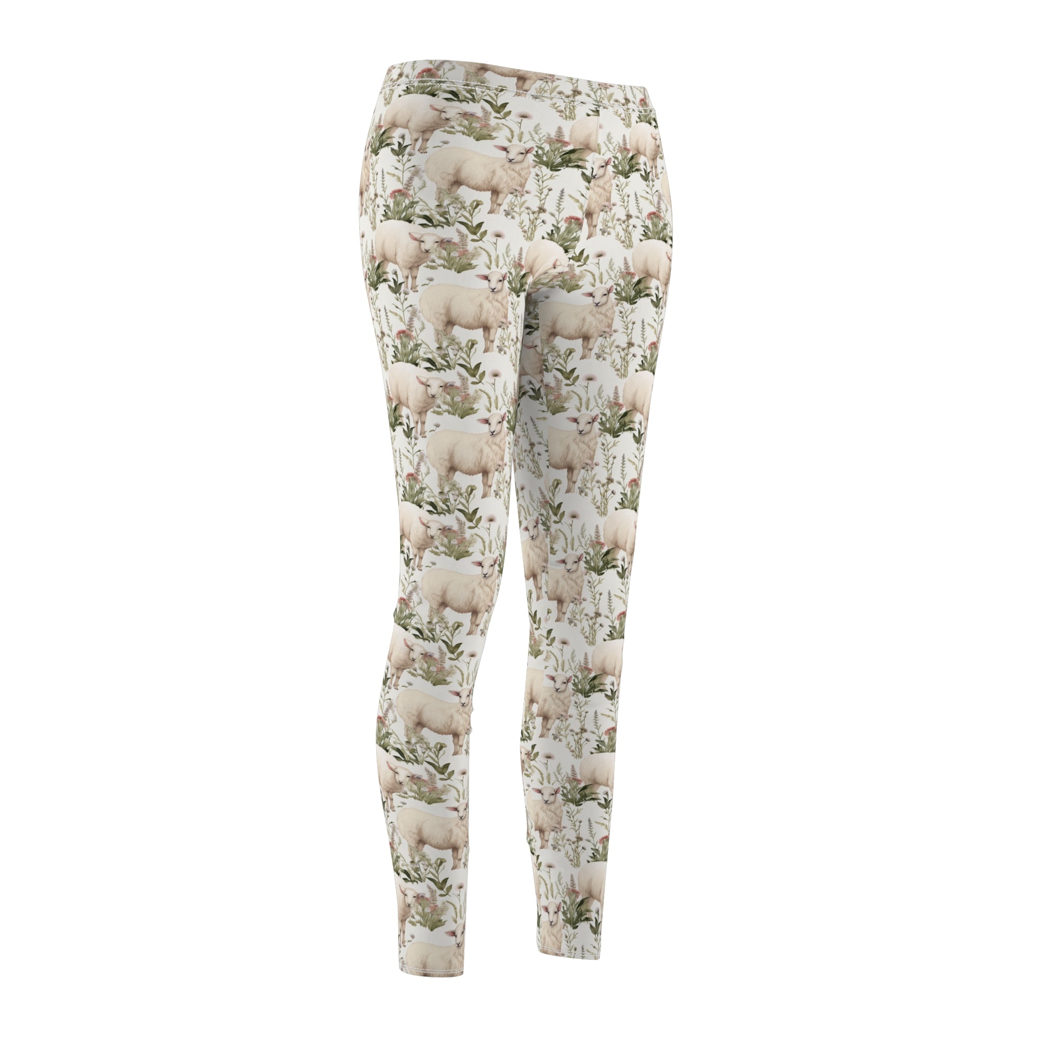 Rustic Floral Sheep Gym Leggings - Country Style Fitness
