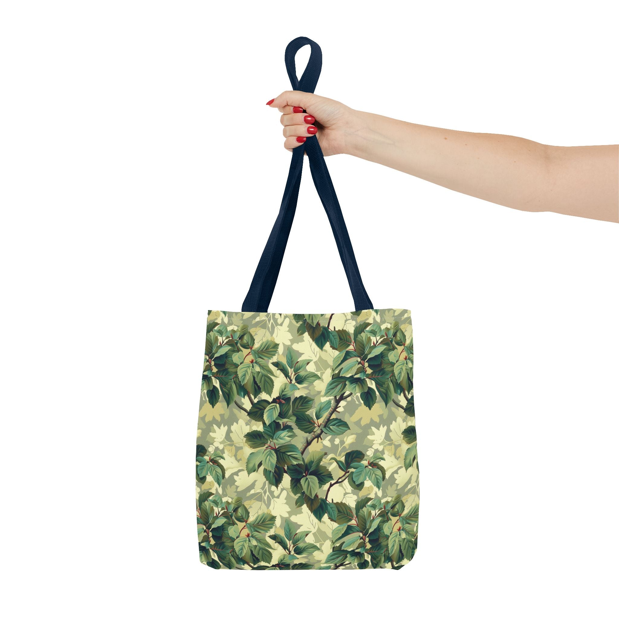 Green Woodland Camo Tote Bag - Durable Custom-Printed Polyester Bag, Outdoor Nature Design