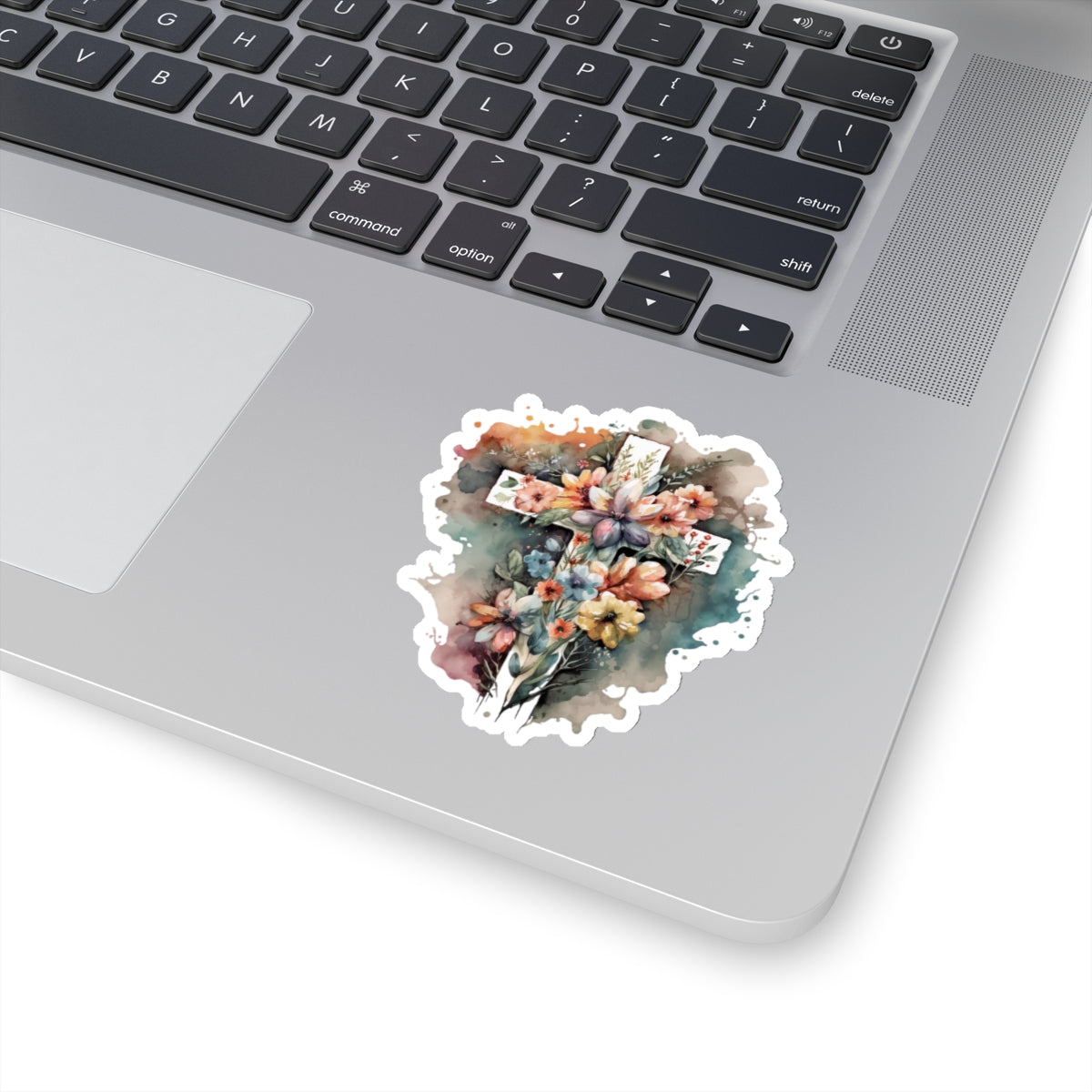 Watercolor Floral Cross Day Vinyl Sticker