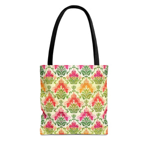 Pink & Green Pattern Tote Bag