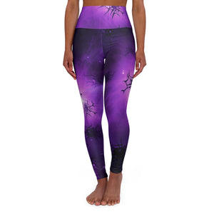 Purple Spider Web Gym Leggings for Women S-2XL - Unique & Supportive