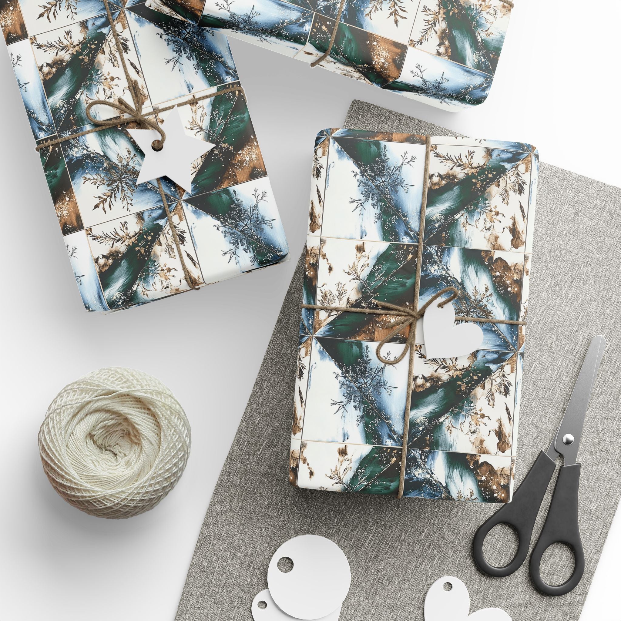 Green White Brown Rustic Unique Wrapping paper