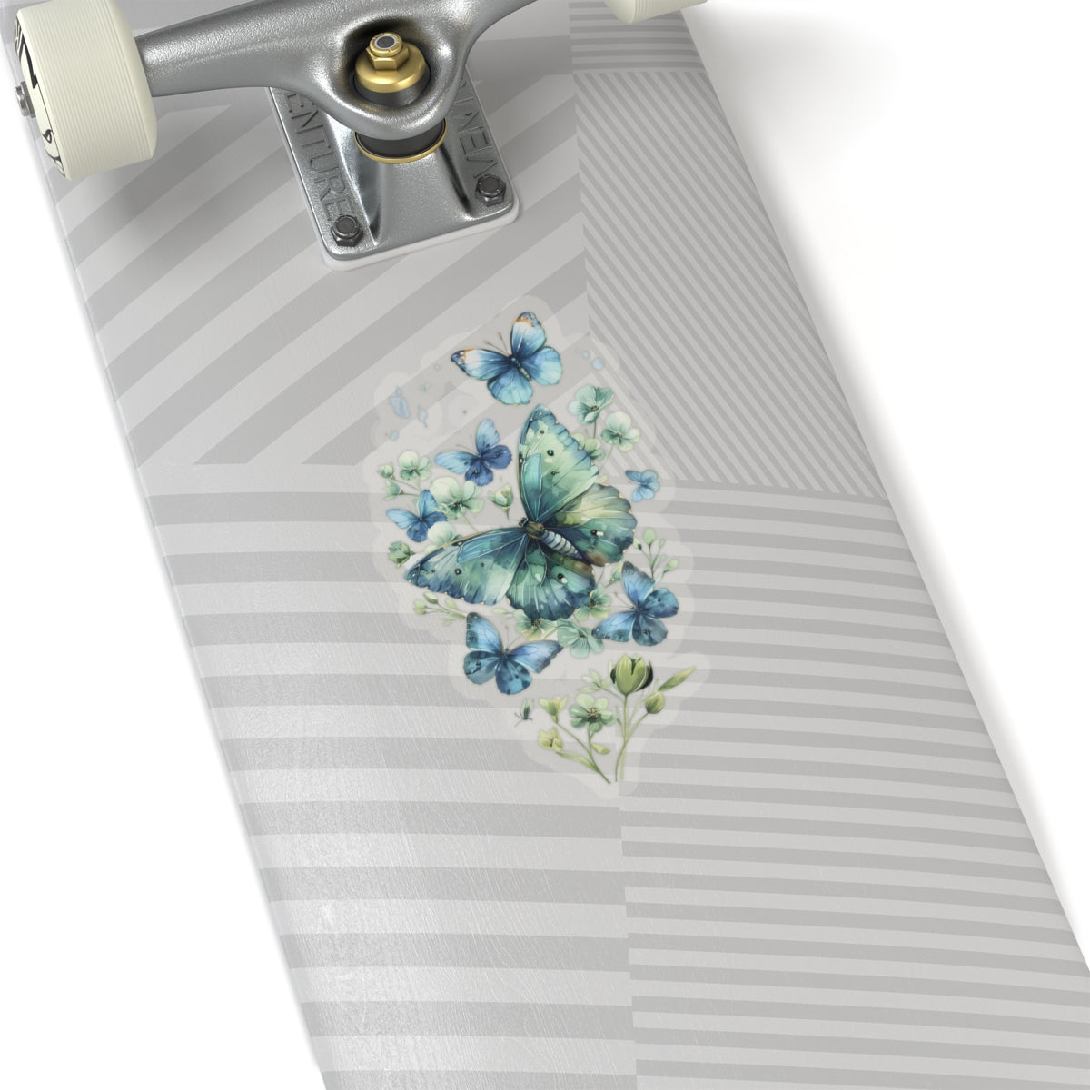 Blue Green Floral Butterfly Vinyl Sticker