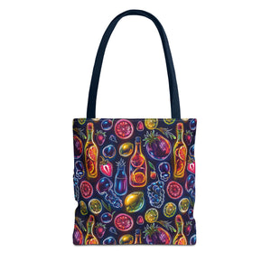 Neon Fruit Print Back to School Tote Bag