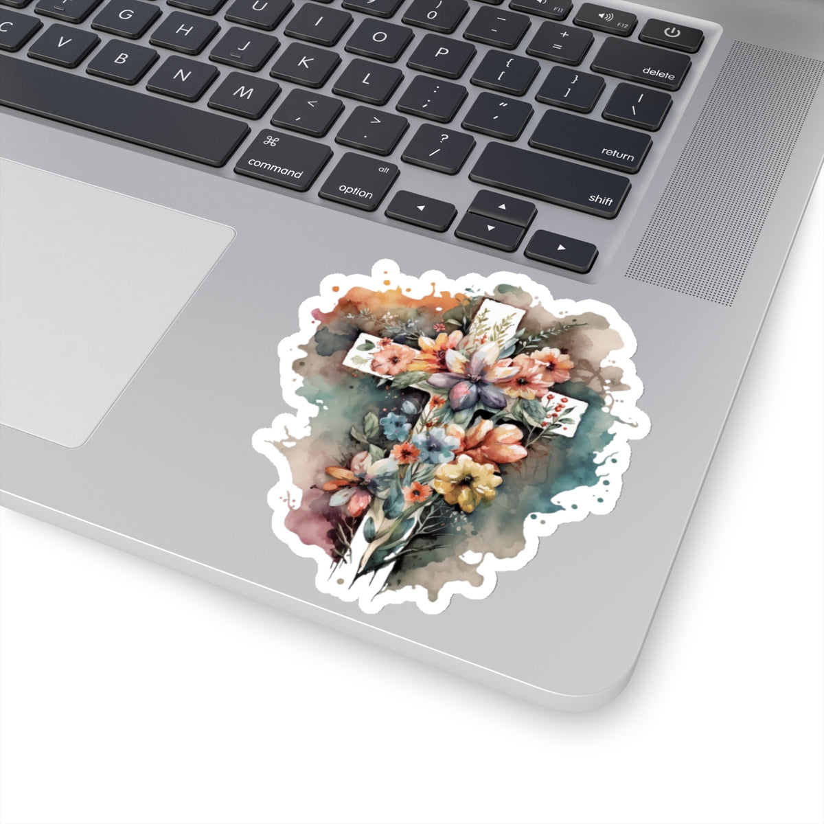 Watercolor Floral Cross Day Vinyl Sticker