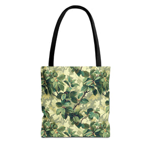 Green Woodland Camo Tote Bag - Durable Custom-Printed Polyester Bag, Outdoor Nature Design