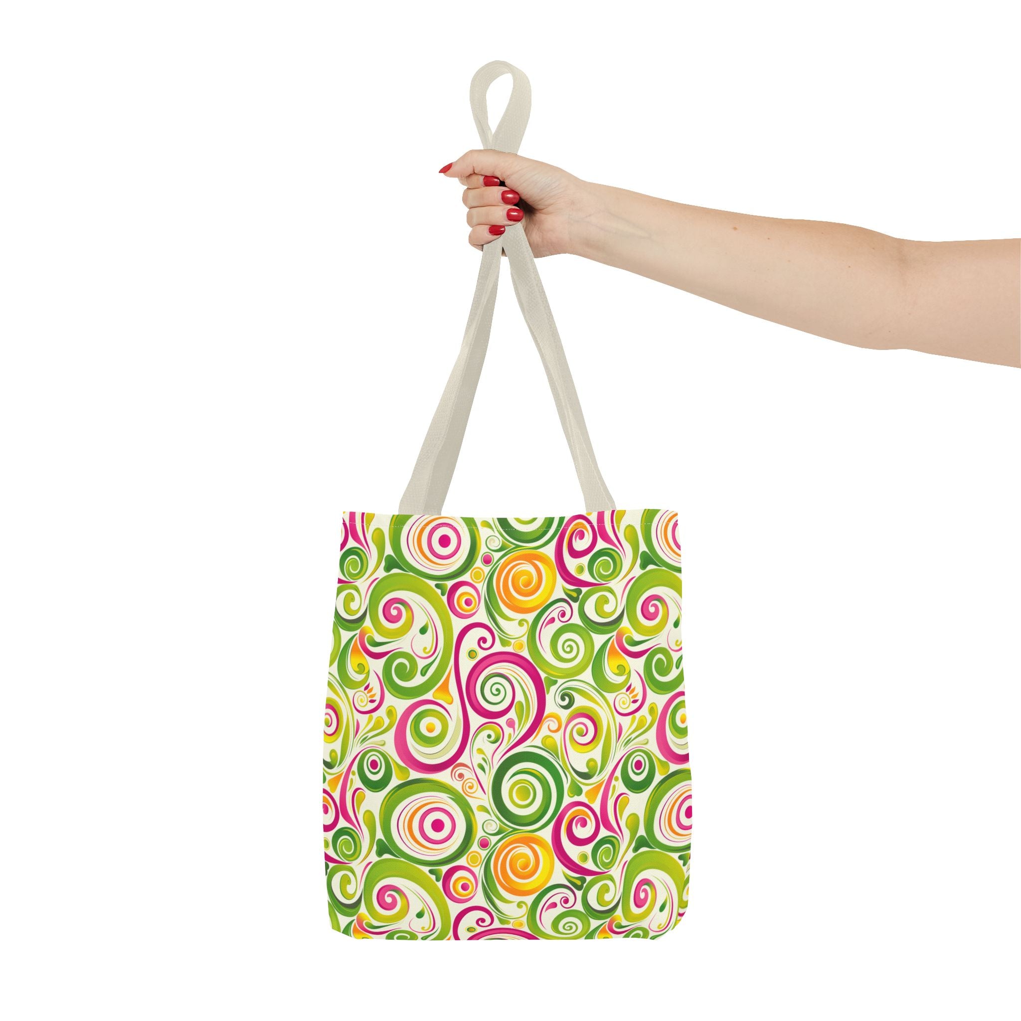 Swirly Pink Yellow Green Pattern Eccentric Tote Bag