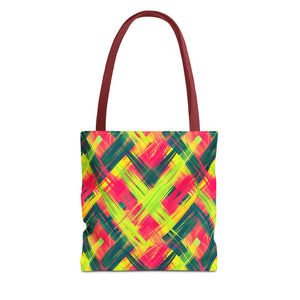 Pink Yellow Green Pattern Eccentric Tote Bag