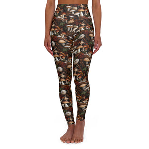 Mushroom Print High-Waisted Yoga Leggings | Trendy & Supportive | Women's S-2XL