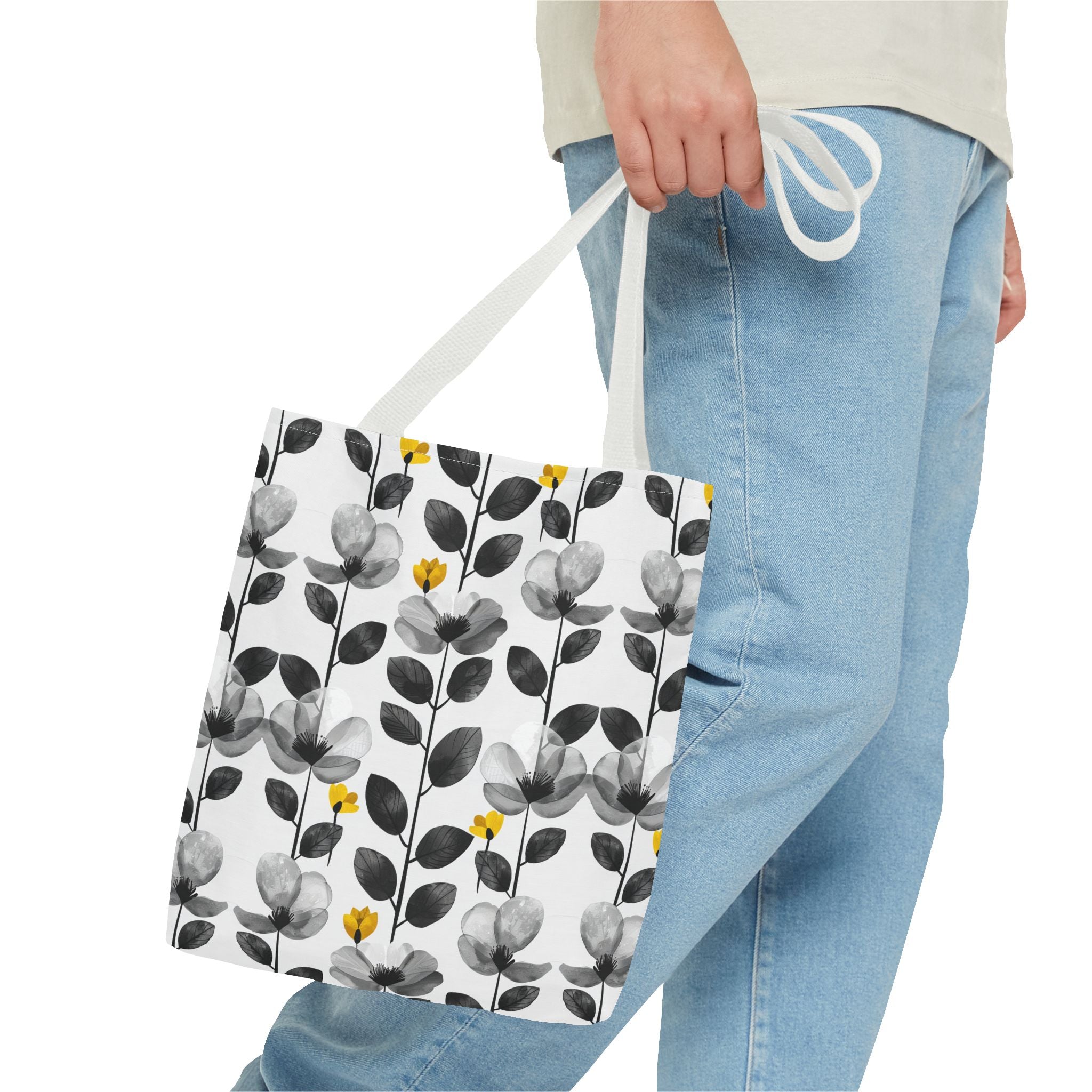 Black & White Floral Tote Bag