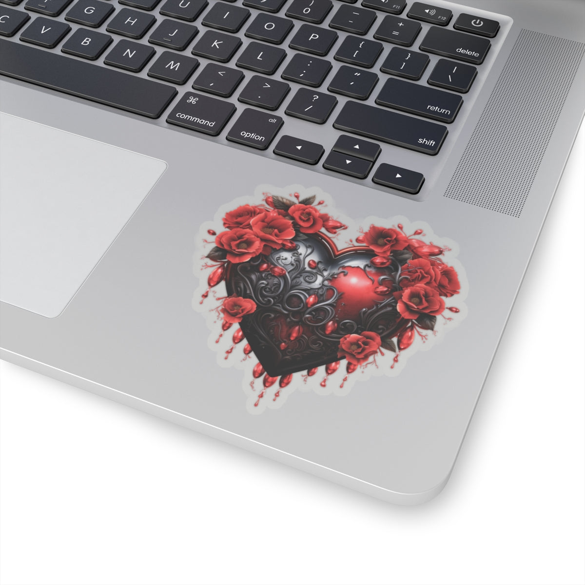 Black & Red Roses Heart Vinyl Sticker