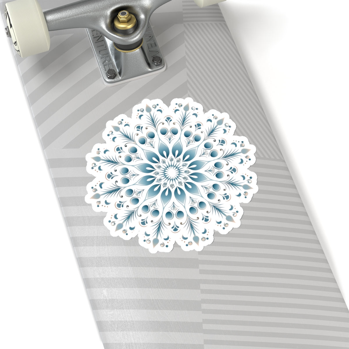 Light Blue Ornate Snowflake Holiday Christmas Vinyl Sticker