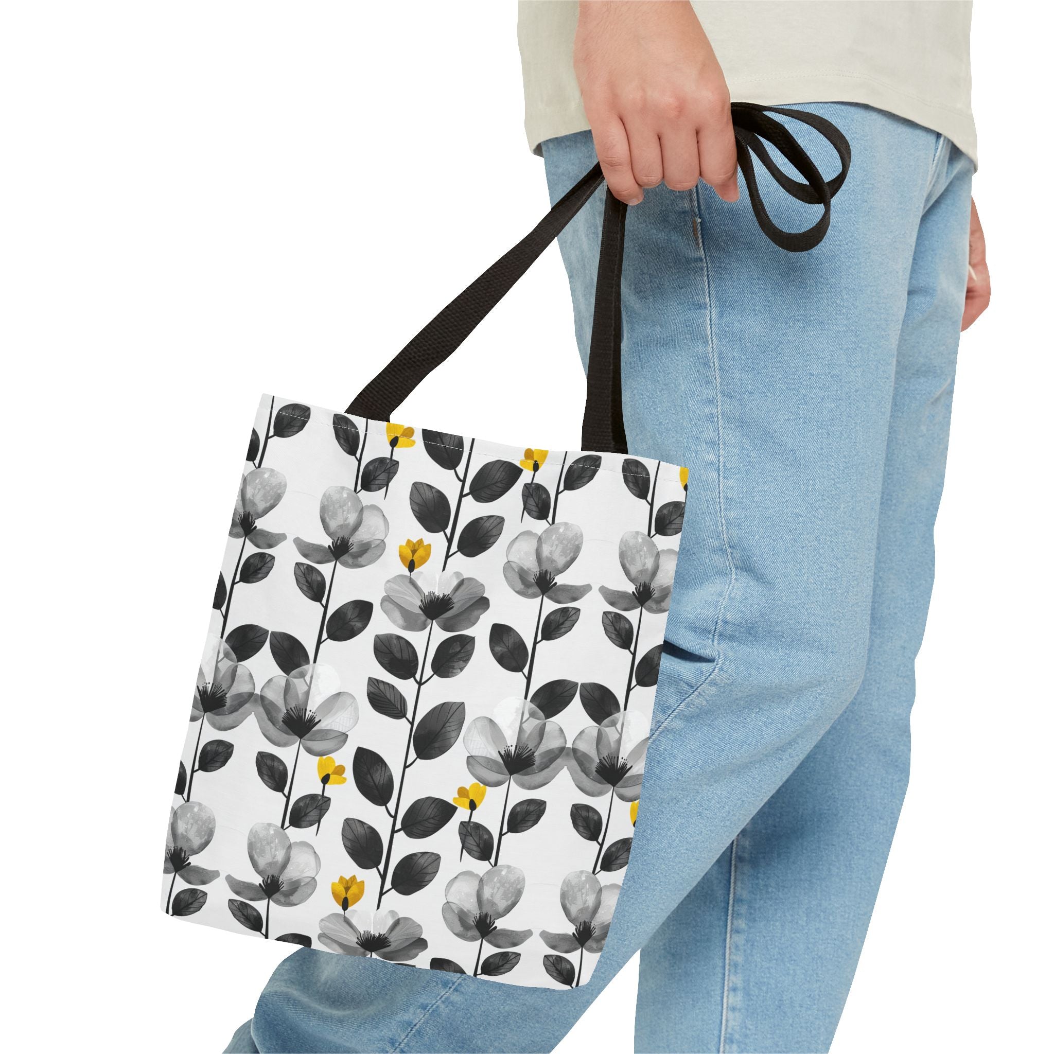 Black & White Floral Tote Bag