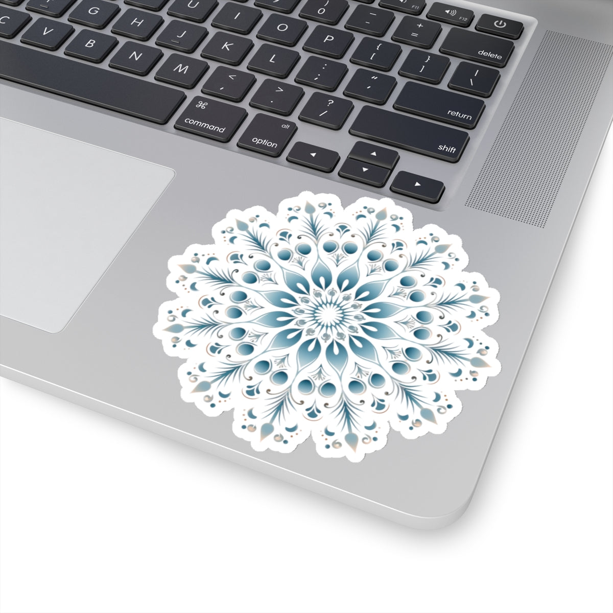 Light Blue Ornate Snowflake Holiday Christmas Vinyl Sticker