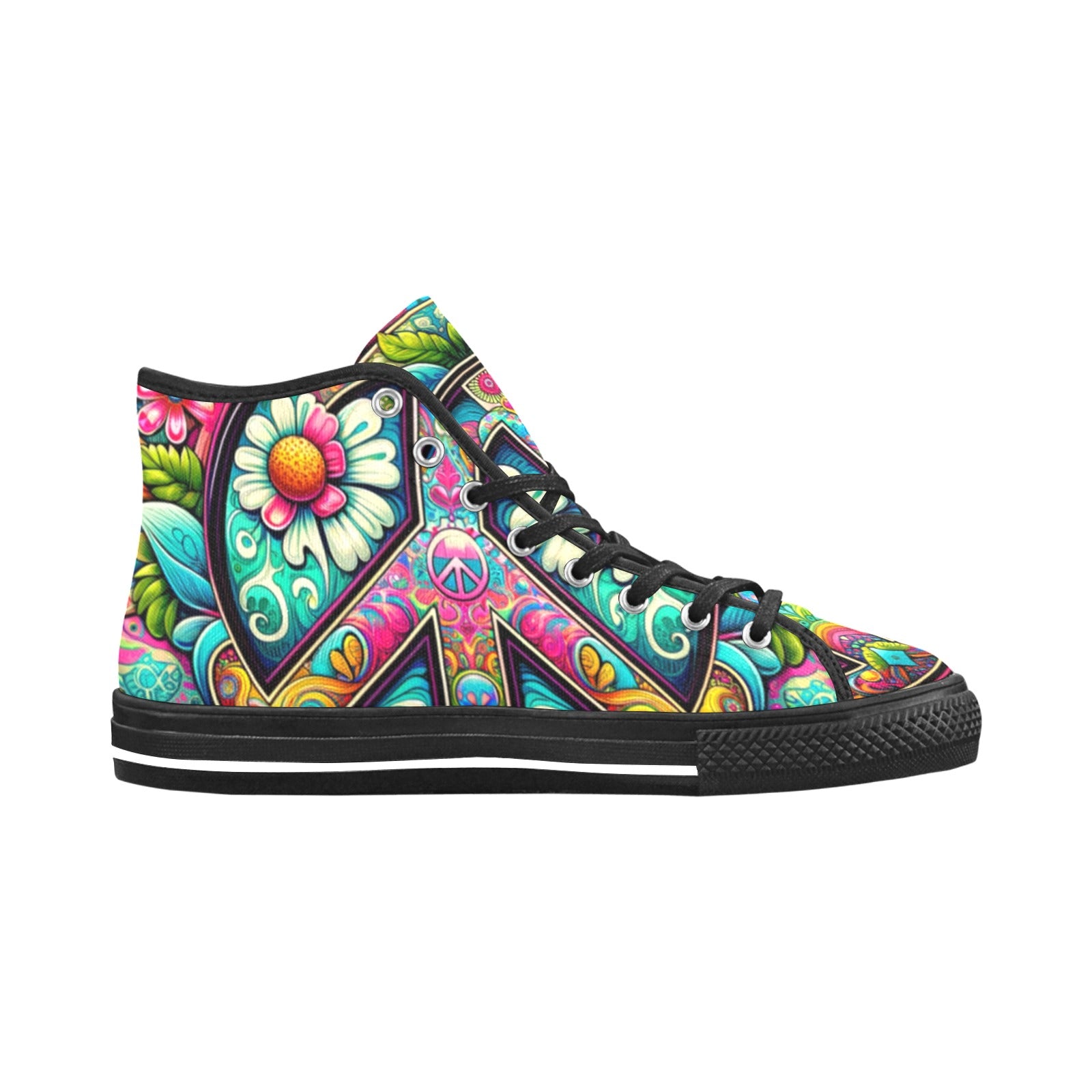 Cranberry Lake Designs Vancouver High Top Canvas Peace Sign Women's Shoes - Cranberry Lake Design Co.  #