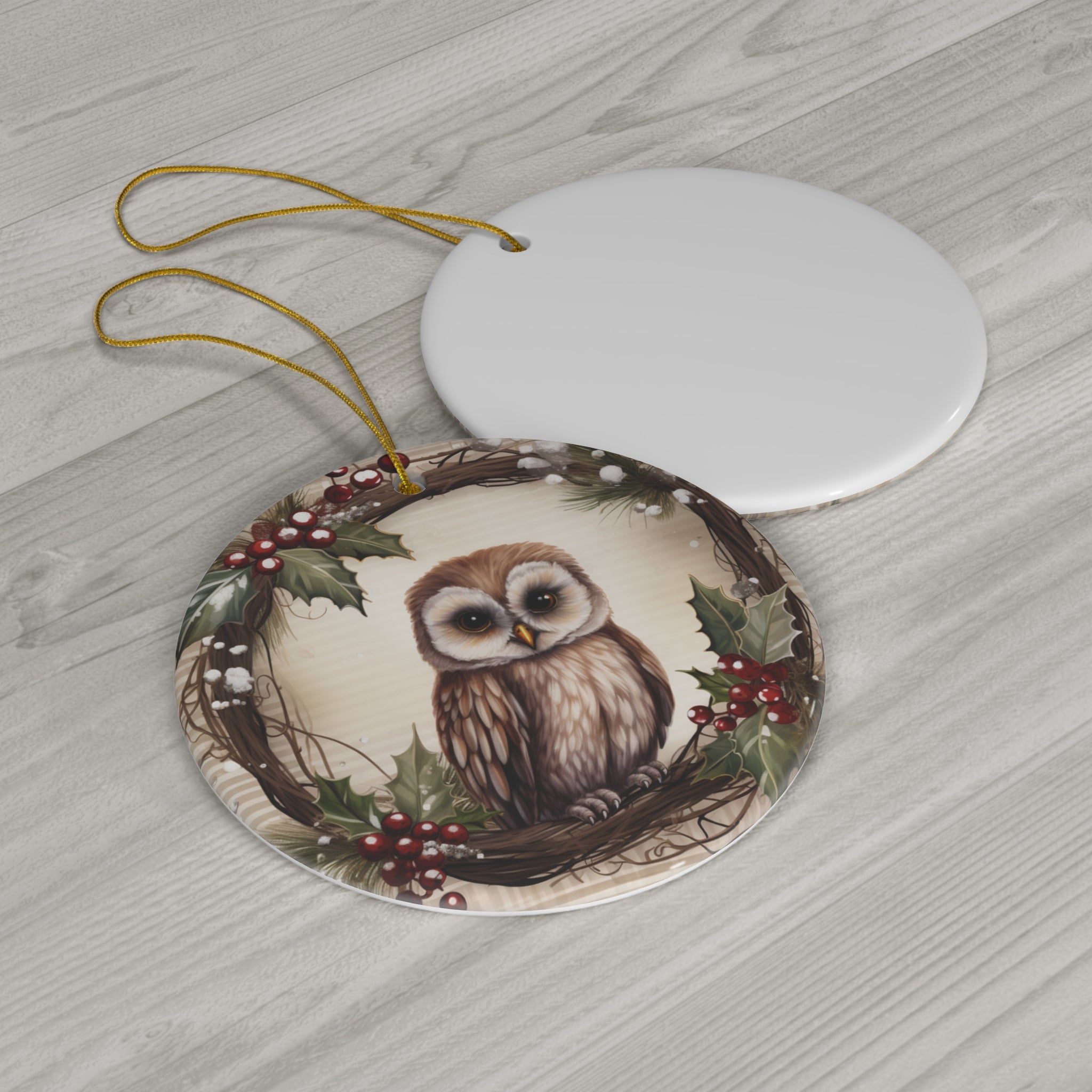 2023 Christmas Owl Ceramic Ornament