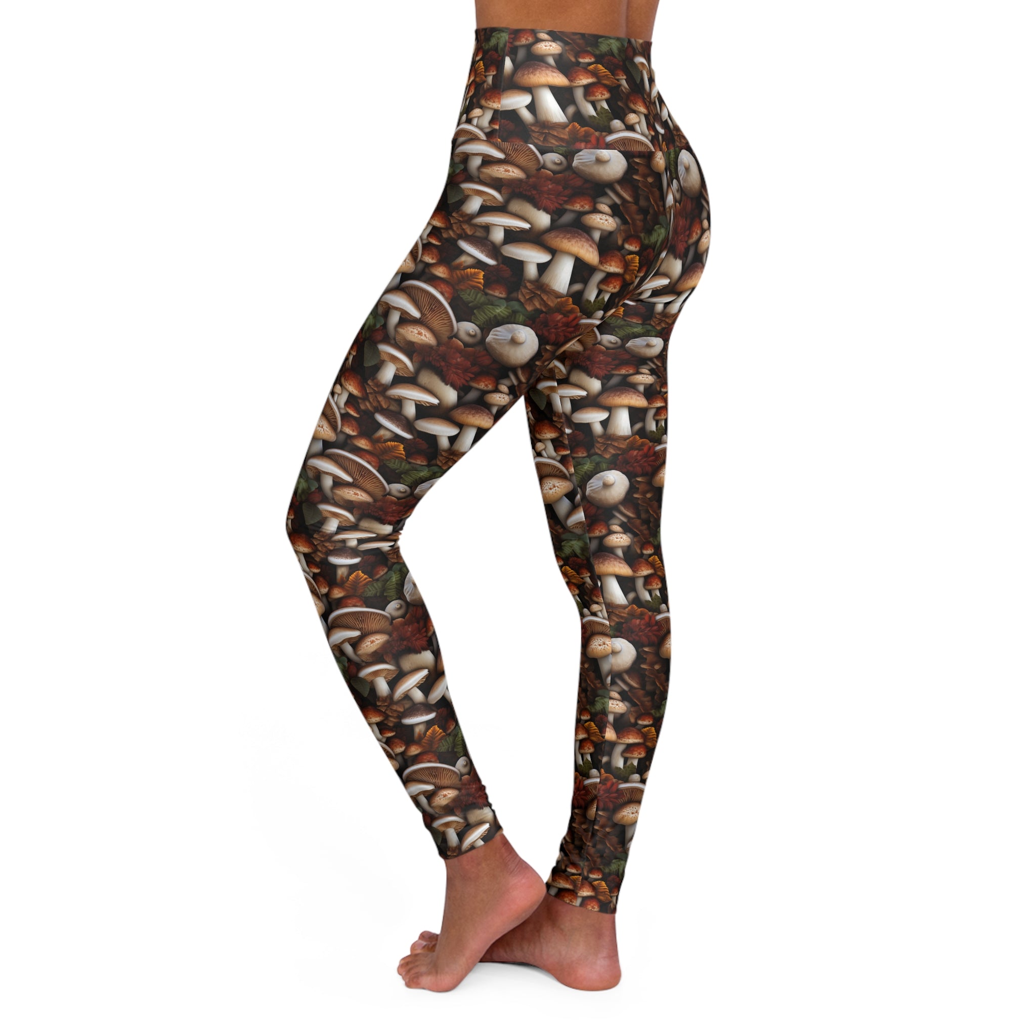 Mushroom Print High-Waisted Yoga Leggings | Trendy & Supportive | Women's S-2XL