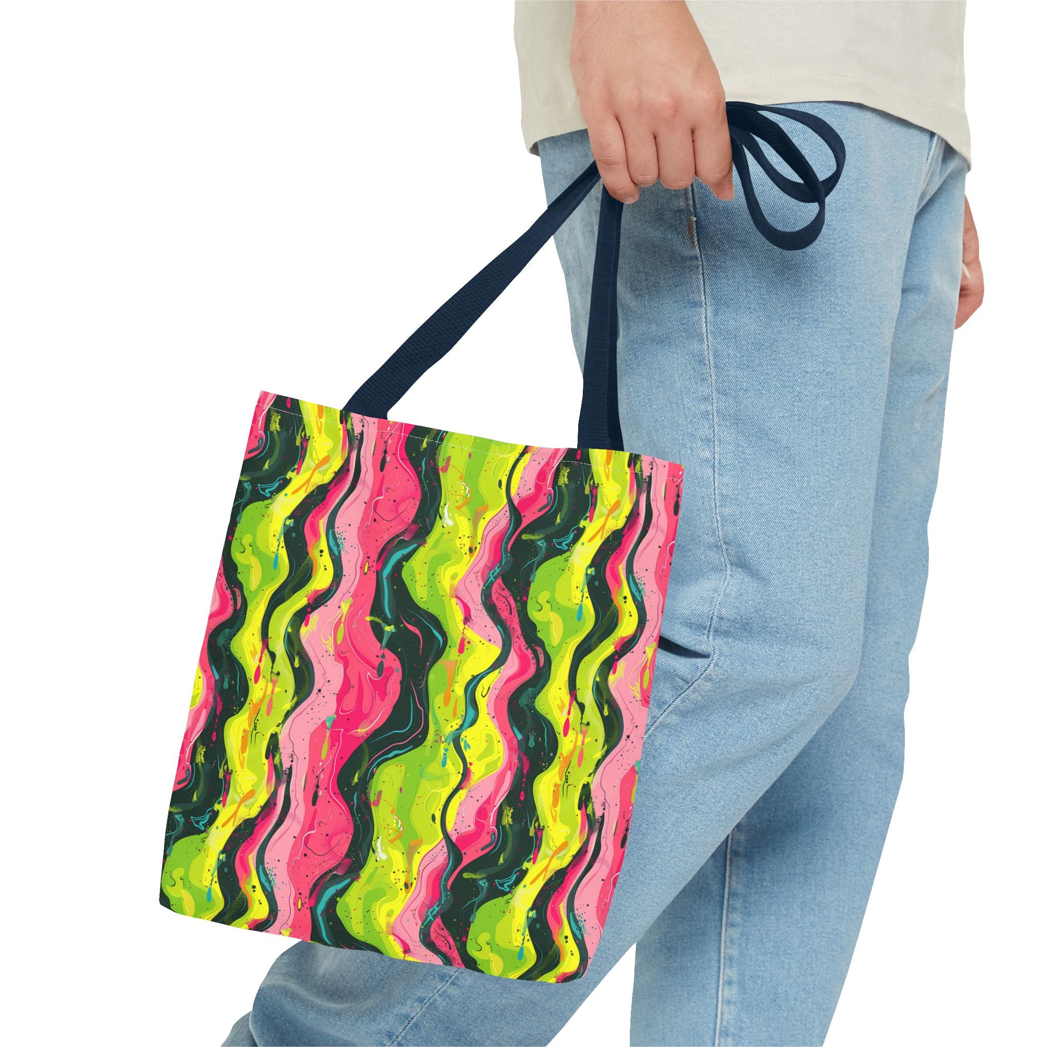 Wavy Pink Yellow Green Pattern Eccentric Tote Bag