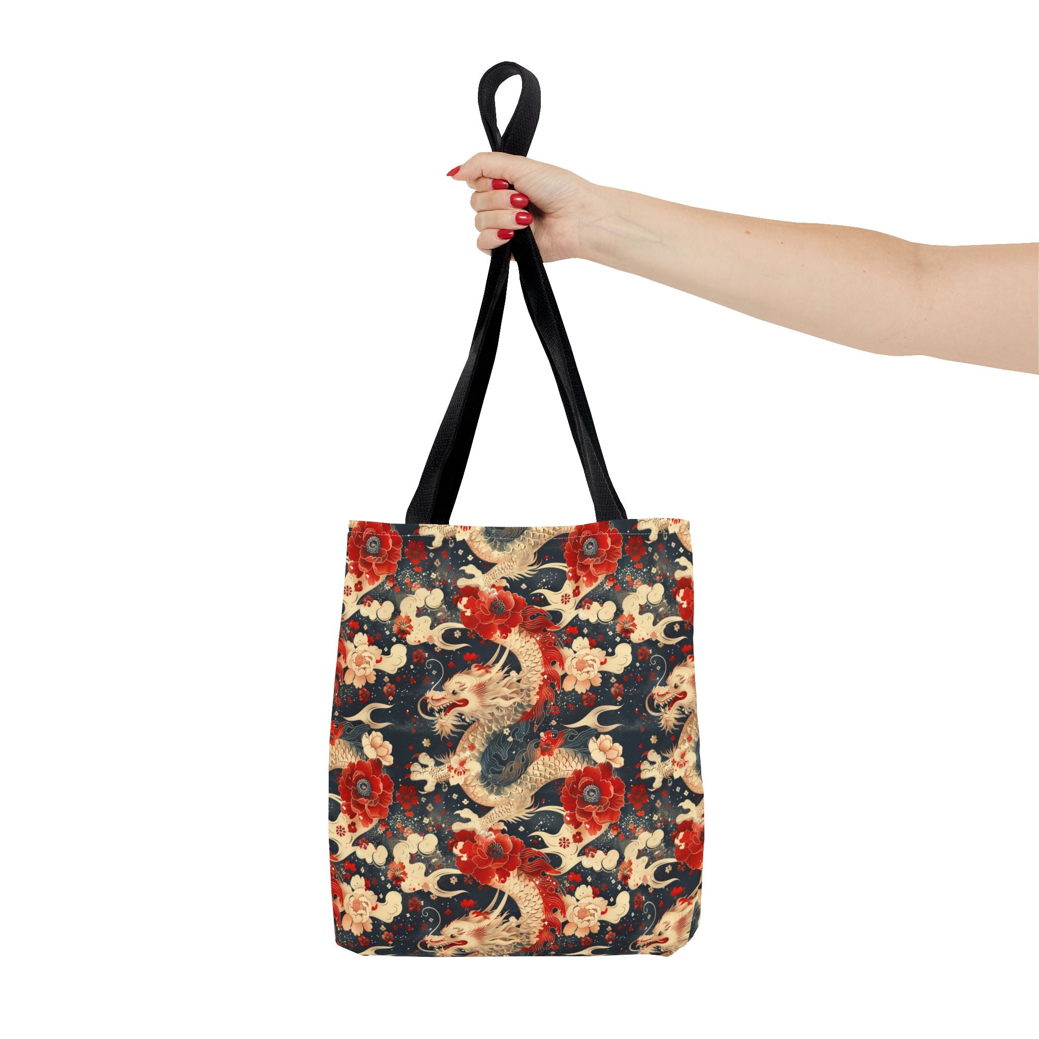 Red & White Dragon Pattern Tote Bag