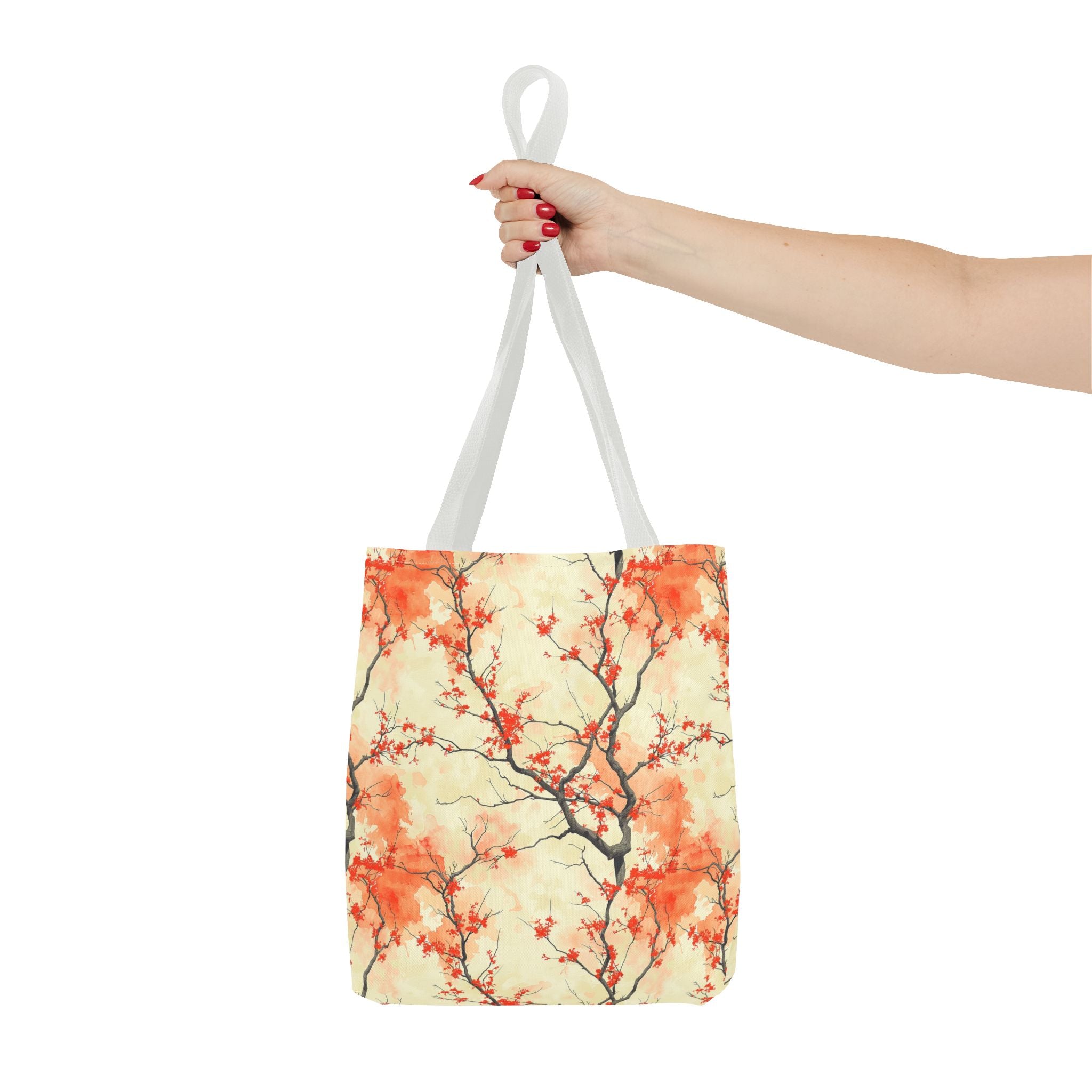 Custom-Printed Tote Bag with Vibrant Autumn Branches Design Available in 3 Sizes