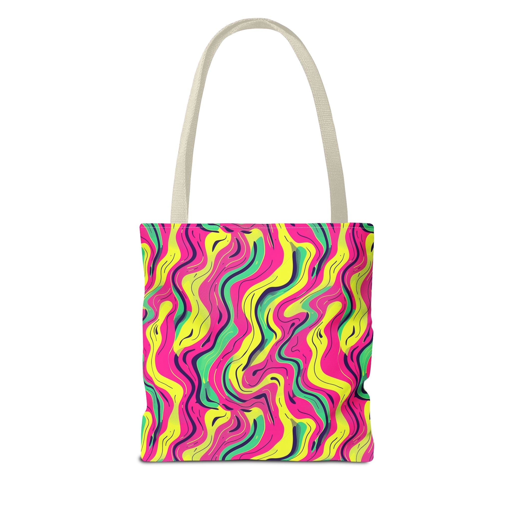 Squiggly Pink Yellow Green Pattern Eccentric Tote Bag