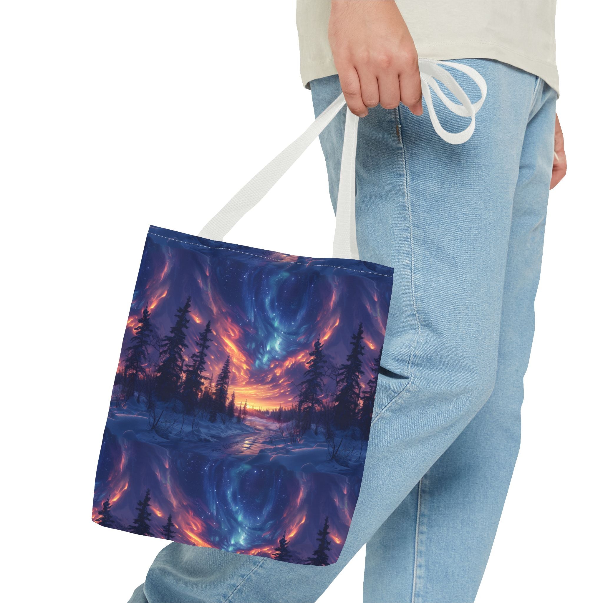 Winter Northern Lights Tote Bag