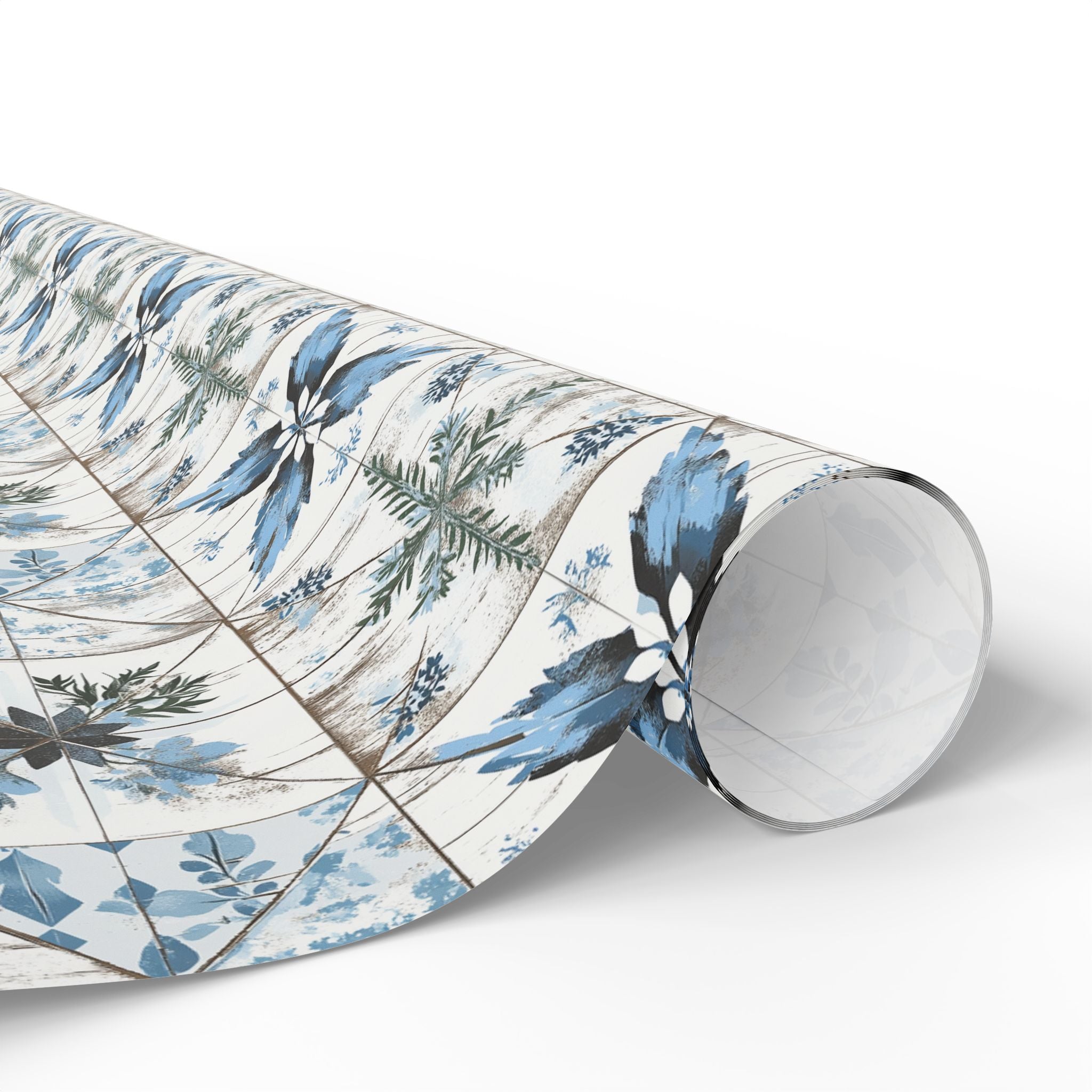 Rustic Blue and White Flower Wrapping paper