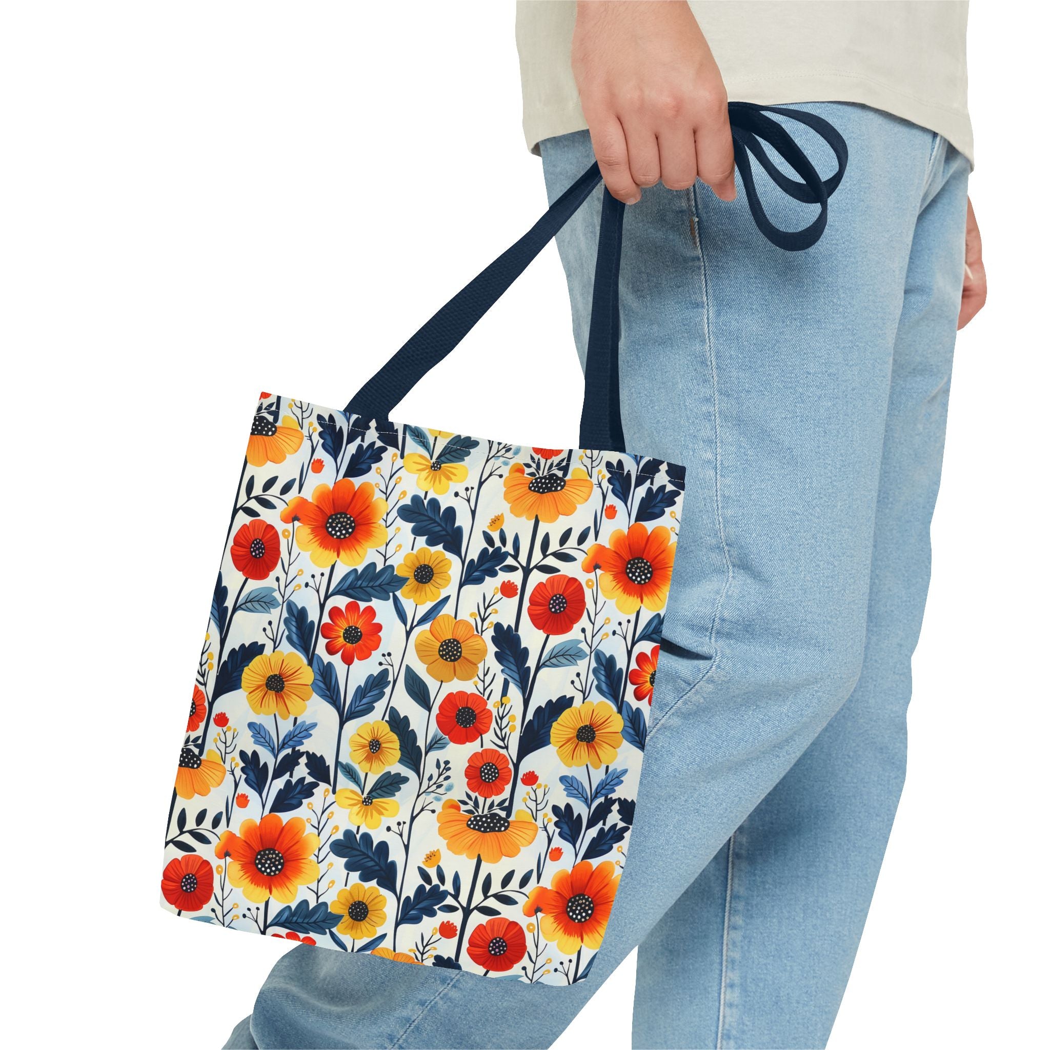 Yellow Orange Floral Tote Bag