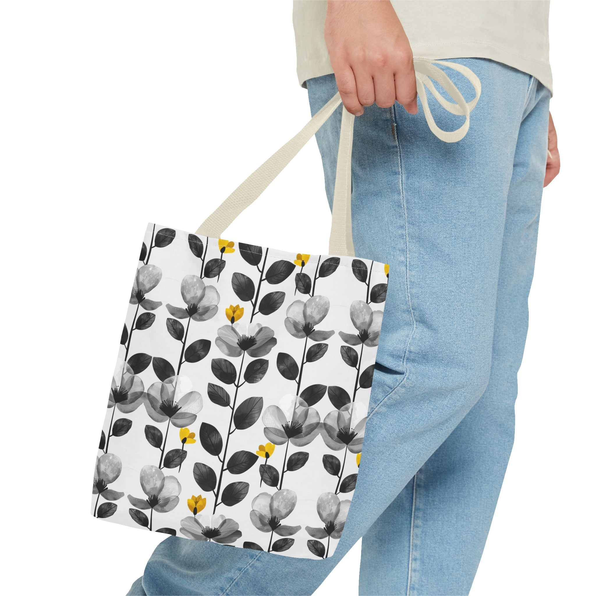 Black & White Floral Tote Bag