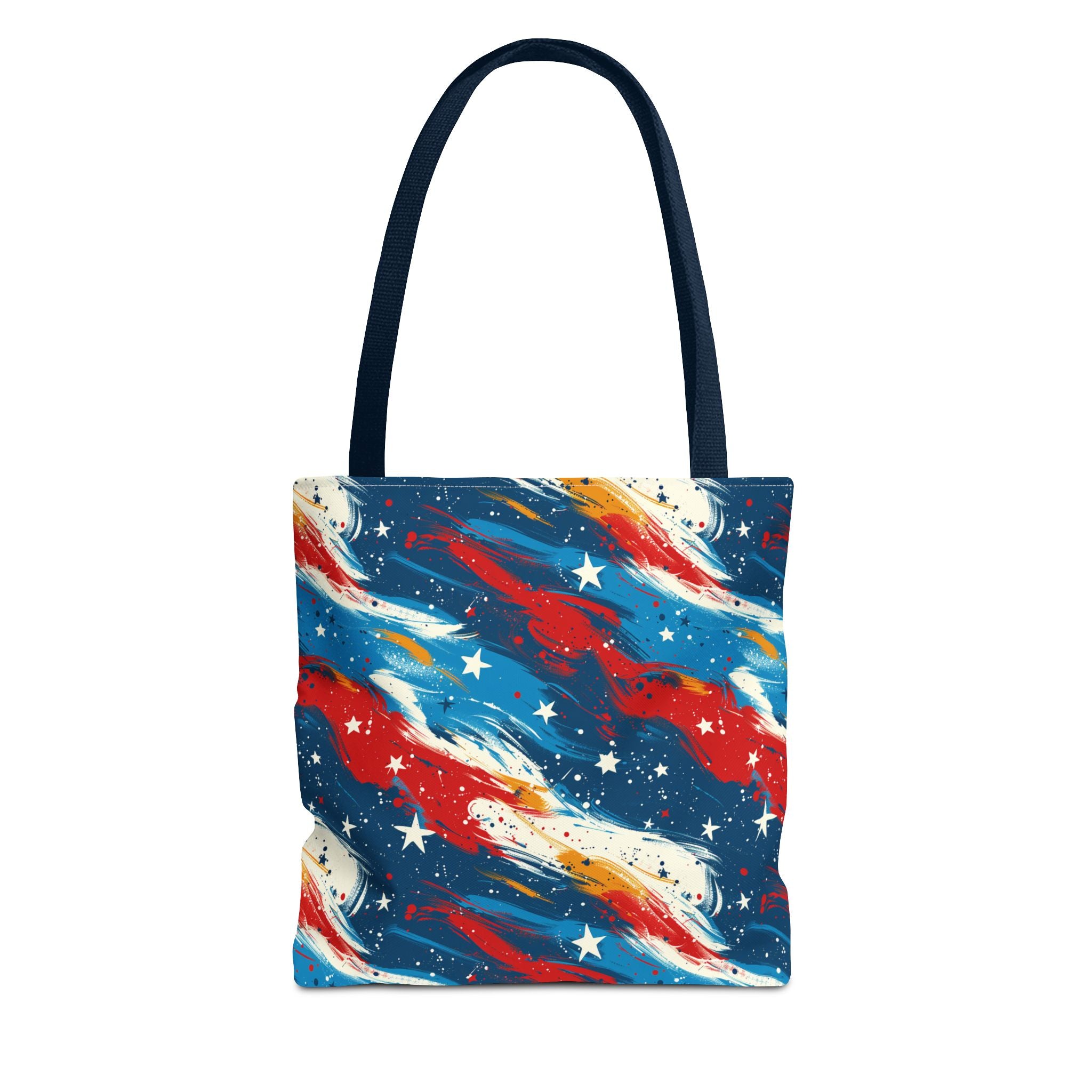 Gold, Red, Blue & White Starts Americana Pattern Patriotic Tote Bag