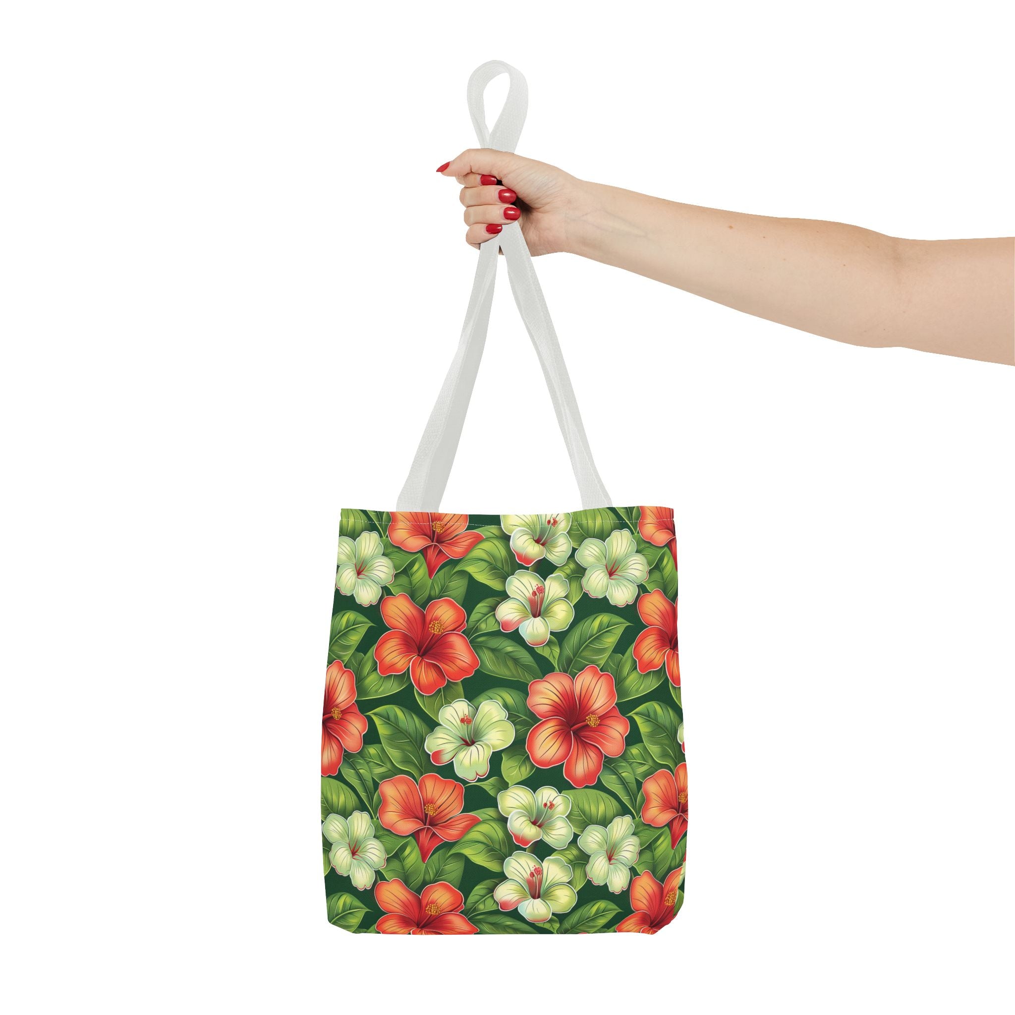 Pink & White Tropical Flowers Tote Bag