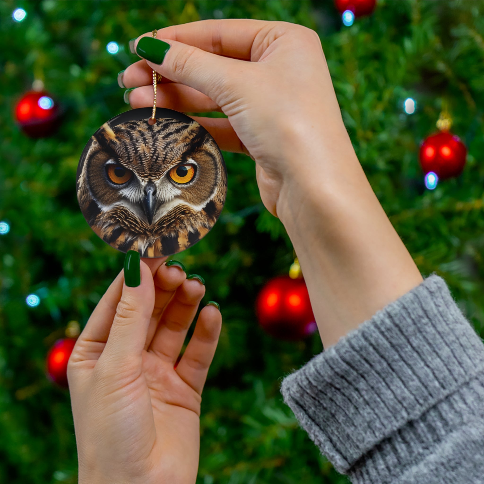 Personalized Owl Ceramic Ornament - 2023 Christmas Gift