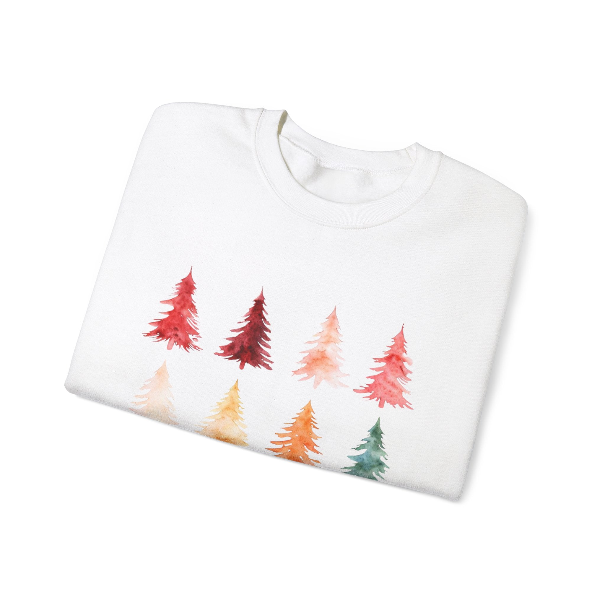 Unisex Watercolor Christmas Tree Festive Holiday Sweater Unisex Heavy Blend™ Crewneck Sweatshirt