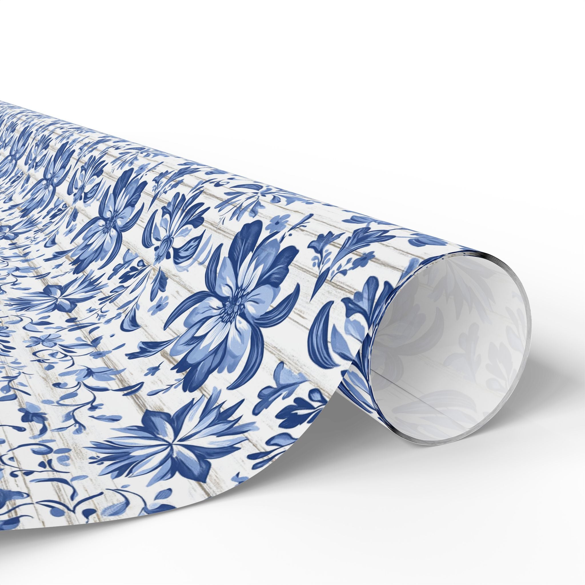 Rustic Blue and White Flower Wrapping paper