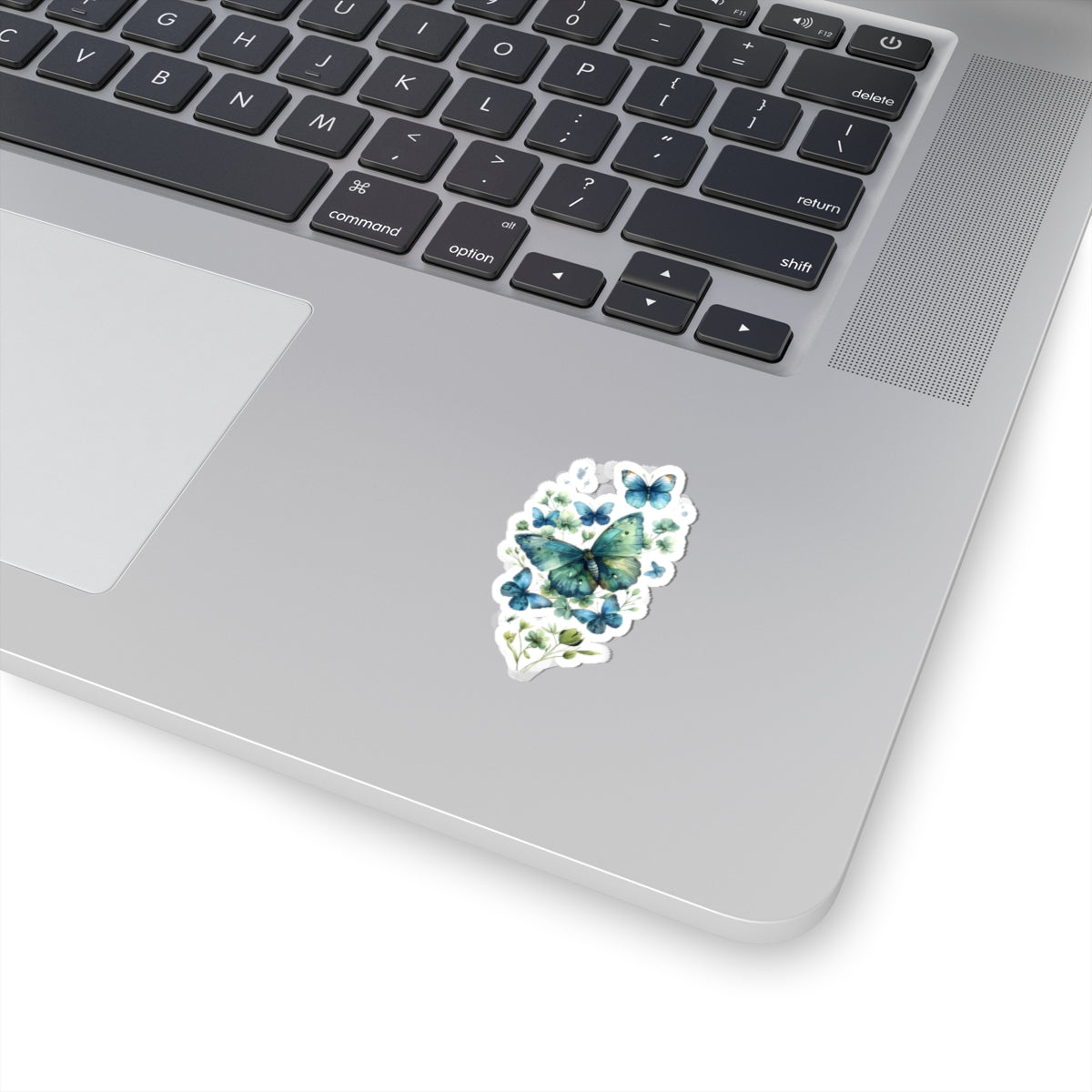 Blue Green Floral Butterfly Vinyl Sticker