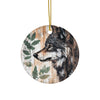 Custom Rustic Wolf Ceramic Ornament