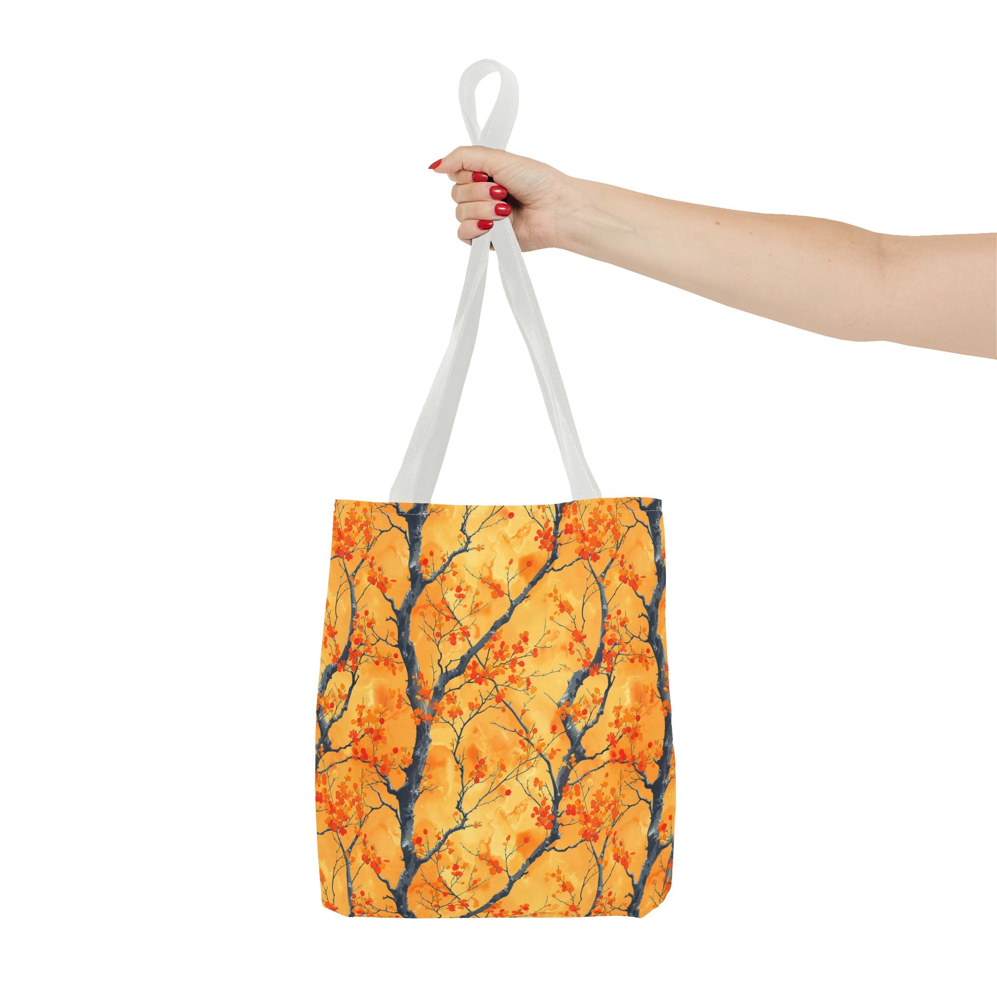 Stylish and Durable Custom-Printed Tote Bags with Autumn Leaf Design, Available in 3 Sizes