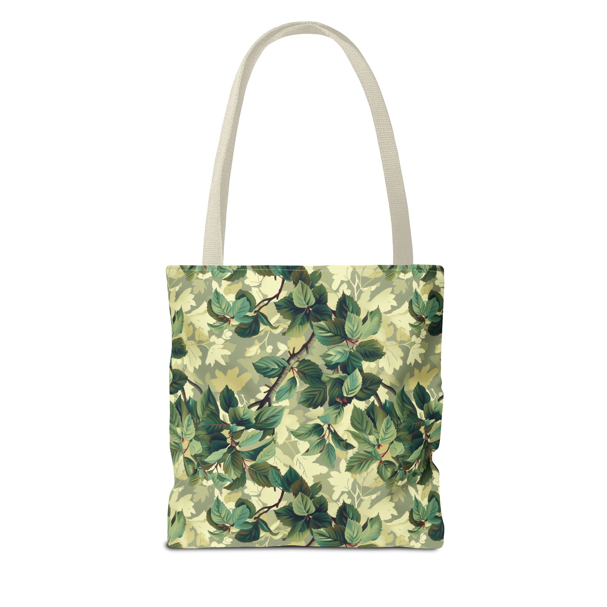 Green Woodland Camo Tote Bag - Durable Custom-Printed Polyester Bag, Outdoor Nature Design