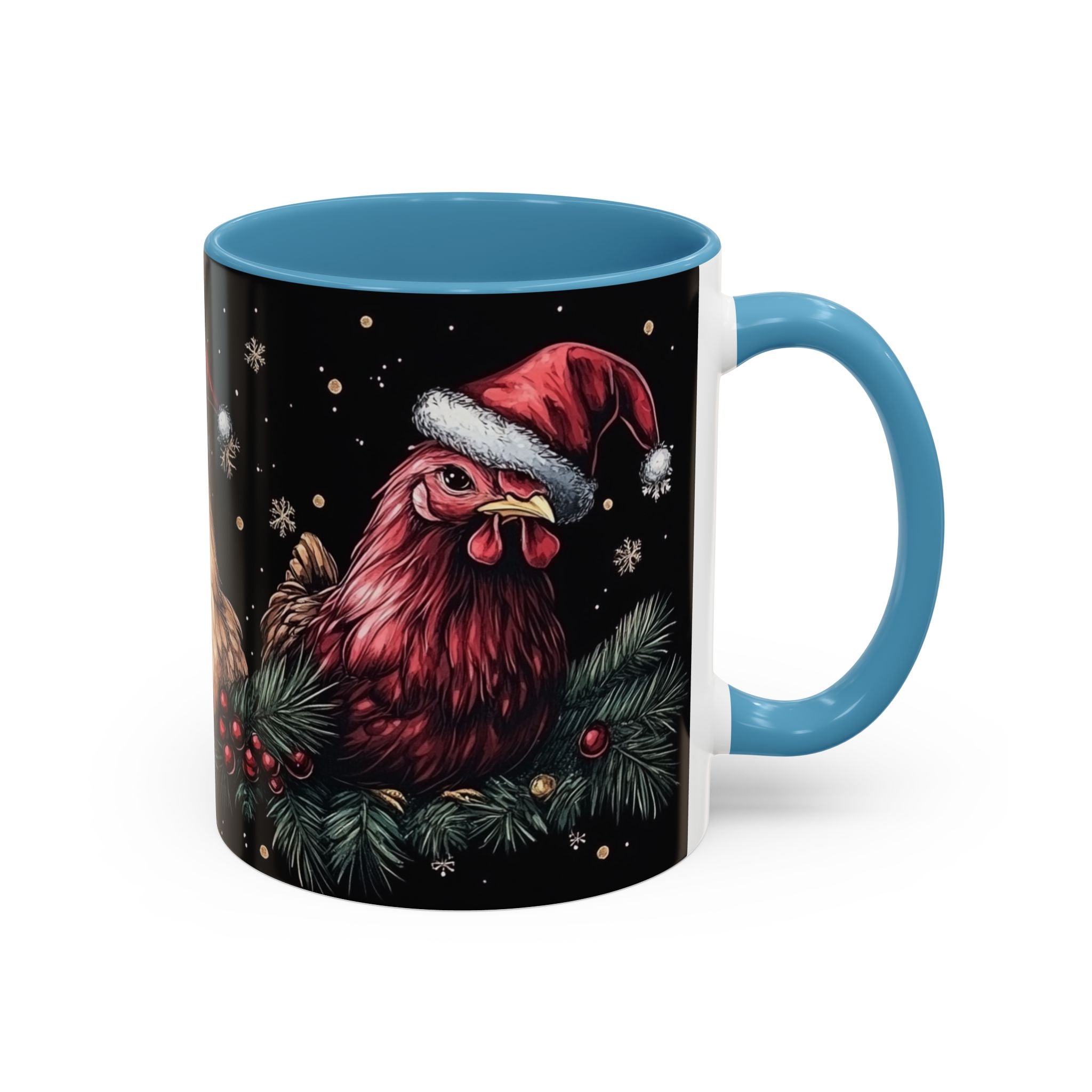 Christmas Chickens Mug | Funny Holiday Coffee Cup | Rooster and Hen Xmas Decor | Unique Gift | 11oz & 15oz