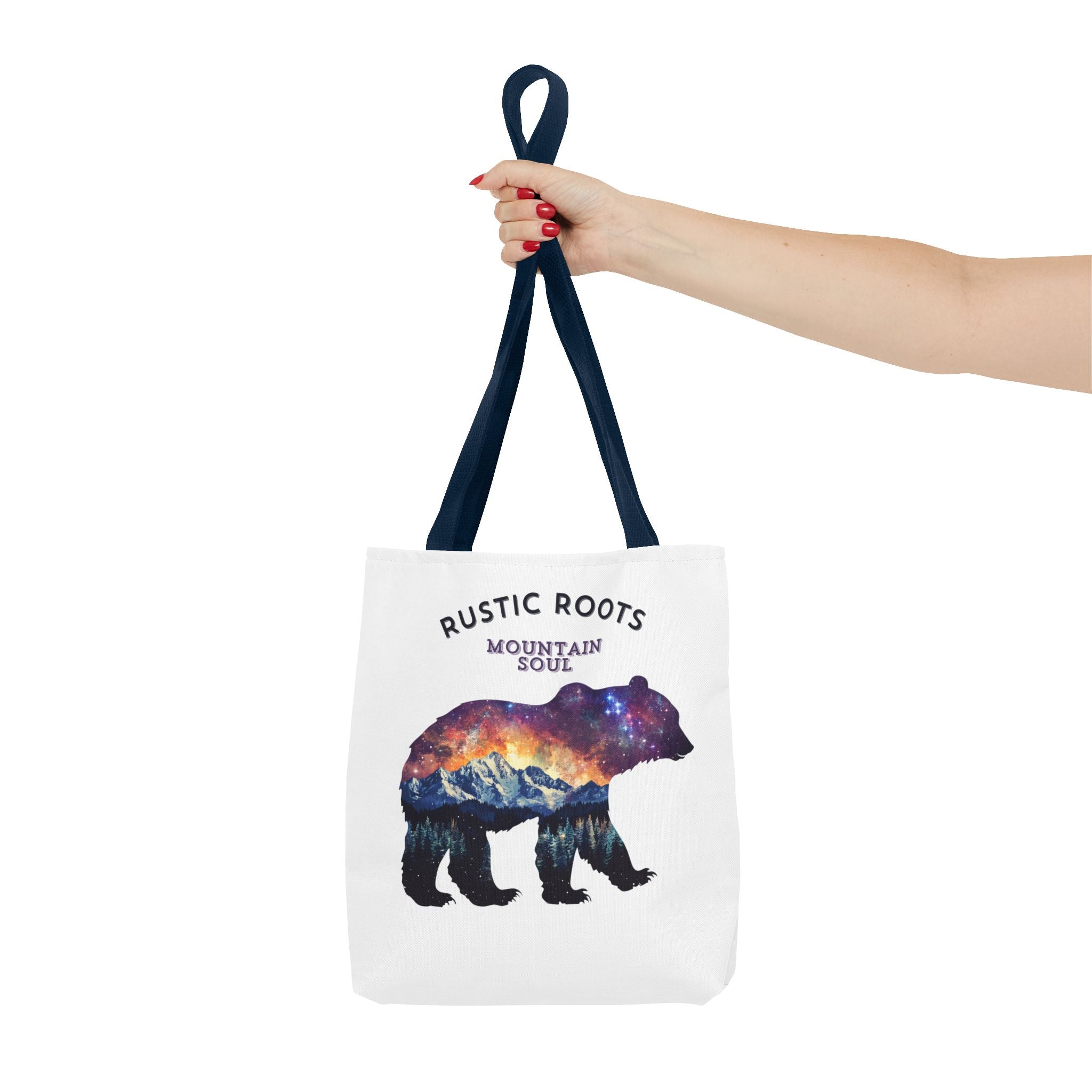 Rustic Roots Mountain Soul Tote Bag - Durable Polyester Tote, Adventure Bear Design