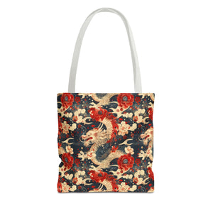 Red & White Dragon Pattern Tote Bag